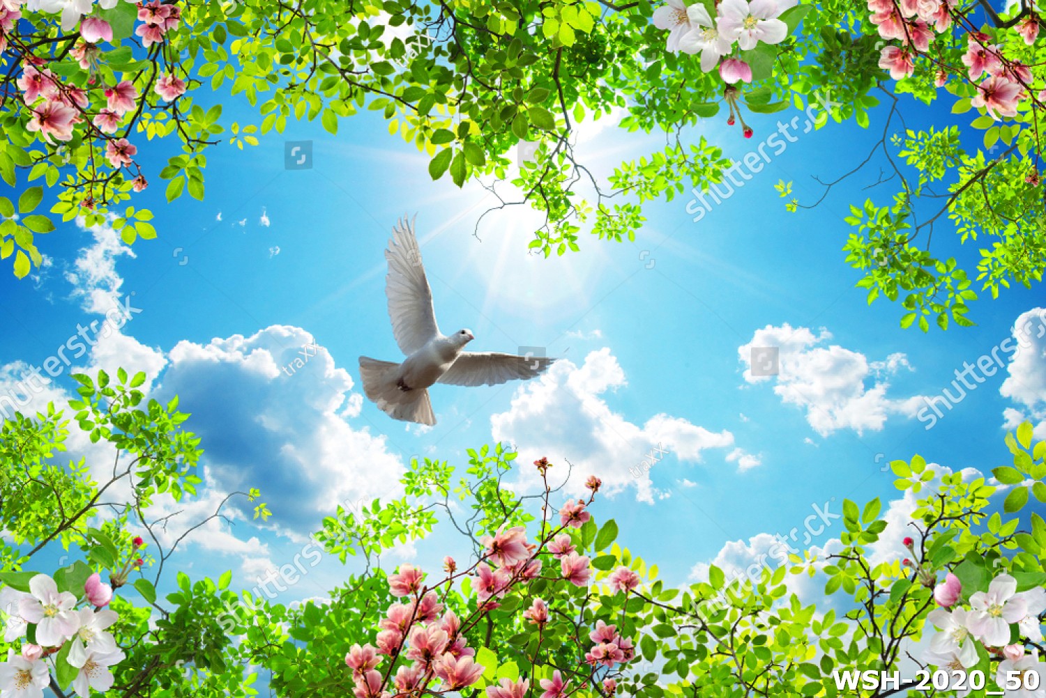 Dán trần hình hoa lá WSH-2020_50